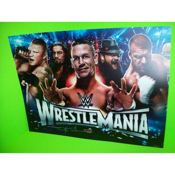 Wrestlemania 2015 Original Unused Pinball Machine Translite SIGNED J. Trudeau - Picture 9 of 9